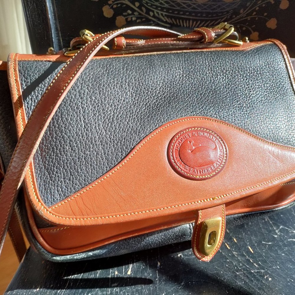 Vintage Dooney & Bourke, black, pebbled-leather shoulder/cross-body bag